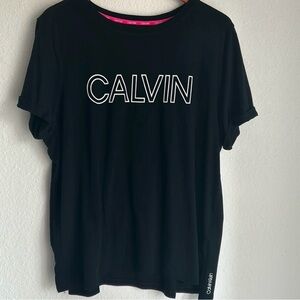Calvin Klein Black Short Cuffed Sleeve Graphic T Shirt